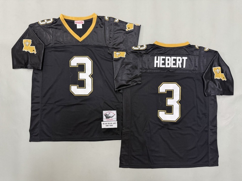 Men 2025 New Orleans Saints #3 Hebert black Throwback Limited NFL Jersey style 001->new orleans saints->NFL Jersey